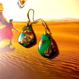 Yellow Gold Geometric Long Drop Earrings